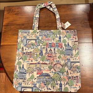 NWT Cath Kidston Perfect Shopper Tote Bag London View Pocket Shoulder Strap NEW